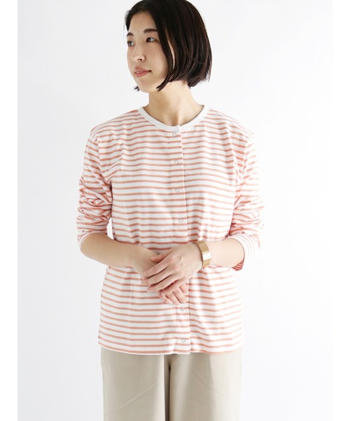 Lugnoncure(ルノンキュール)の「クルーネックボーダーカーディガン(カーディガン/ボレロ・レディース・サックスブルー/オレンジ/ブルー・フリ-)」の3枚目の写真