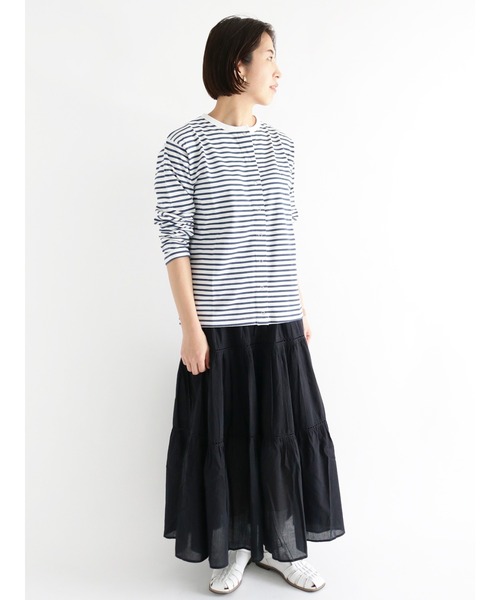 Lugnoncure(ルノンキュール)の「クルーネックボーダーカーディガン(カーディガン/ボレロ・レディース・サックスブルー/オレンジ/ブルー・フリ-)」の6枚目の写真