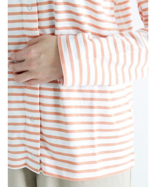 Lugnoncure(ルノンキュール)の「クルーネックボーダーカーディガン(カーディガン/ボレロ・レディース・サックスブルー/オレンジ/ブルー・フリ-)」の7枚目の写真