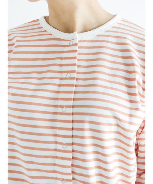 Lugnoncure(ルノンキュール)の「クルーネックボーダーカーディガン(カーディガン/ボレロ・レディース・サックスブルー/オレンジ/ブルー・フリ-)」の8枚目の写真