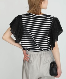 PICCIN | 袖レースボーダーカットソー(Tシャツ/カットソー)