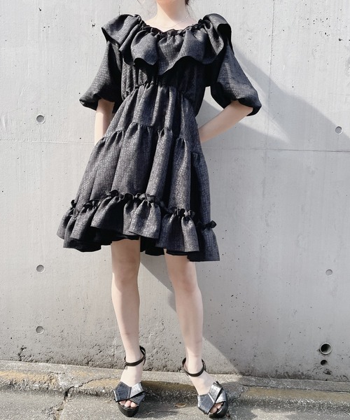 PAIN（ペイン）の「フラワーチェックジャガードドレス（ワンピース・レディース・ホワイト/ブラック・FREE）」の4枚目の写真