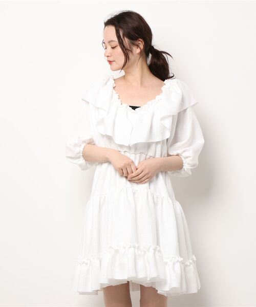 PAIN（ペイン）の「フラワーチェックジャガードドレス（ワンピース・レディース・ホワイト/ブラック・FREE）」の21枚目の写真