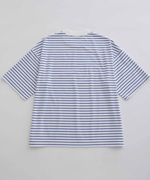 ADAM ET ROPE'（アダムエロペ）の「スーピマコットン 32Gポンチ ロイヤルクール オーバーサイズ ボーダーTシャツ（Tシャツ/カットソー・メンズ・ネイビー/ブルー系その他4・M/L）」の6枚目の写真