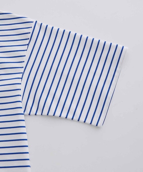 ADAM ET ROPE'（アダムエロペ）の「スーピマコットン 32Gポンチ ロイヤルクール オーバーサイズ ボーダーTシャツ（Tシャツ/カットソー・メンズ・ネイビー/ブルー系その他4・M/L）」の7枚目の写真