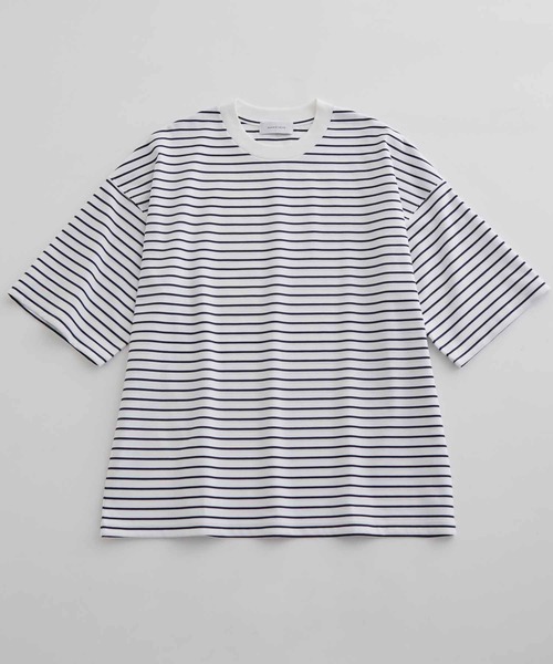 ADAM ET ROPE'（アダムエロペ）の「スーピマコットン 32Gポンチ ロイヤルクール オーバーサイズ ボーダーTシャツ（Tシャツ/カットソー・メンズ・ネイビー/ブルー系その他4・M/L）」の9枚目の写真