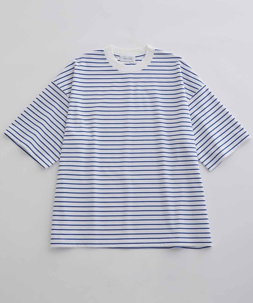 ADAM ET ROPE'（アダムエロペ）の「スーピマコットン 32Gポンチ ロイヤルクール オーバーサイズ ボーダーTシャツ（Tシャツ/カットソー・メンズ・ネイビー/ブルー系その他4・M/L）」の16枚目の写真