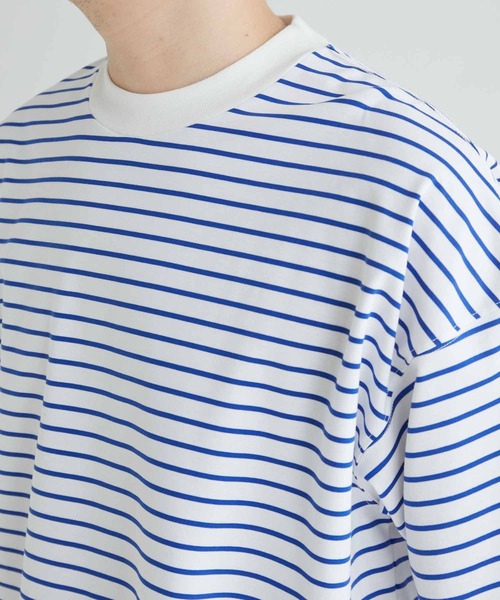 ADAM ET ROPE'（アダムエロペ）の「スーピマコットン 32Gポンチ ロイヤルクール オーバーサイズ ボーダーTシャツ（Tシャツ/カットソー・メンズ・ネイビー/ブルー系その他4・M/L）」の15枚目の写真