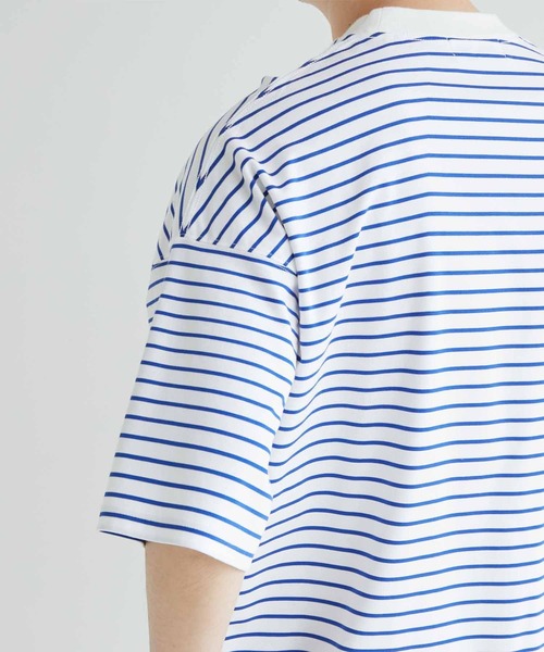 ADAM ET ROPE'（アダムエロペ）の「スーピマコットン 32Gポンチ ロイヤルクール オーバーサイズ ボーダーTシャツ（Tシャツ/カットソー・メンズ・ネイビー/ブルー系その他4・M/L）」の13枚目の写真