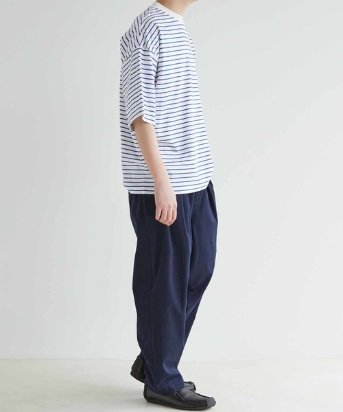 ADAM ET ROPE'（アダムエロペ）の「スーピマコットン 32Gポンチ ロイヤルクール オーバーサイズ ボーダーTシャツ（Tシャツ/カットソー・メンズ・ネイビー/ブルー系その他4・M/L）」の11枚目の写真