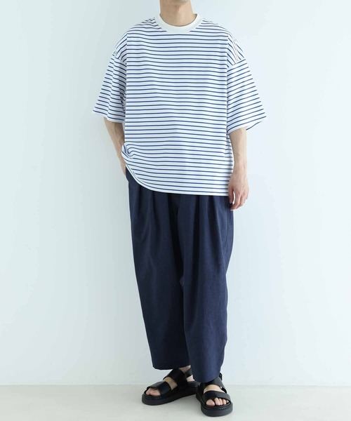 ADAM ET ROPE'（アダムエロペ）の「スーピマコットン 32Gポンチ ロイヤルクール オーバーサイズ ボーダーTシャツ（Tシャツ/カットソー・メンズ・ネイビー/ブルー系その他4・M/L）」の20枚目の写真