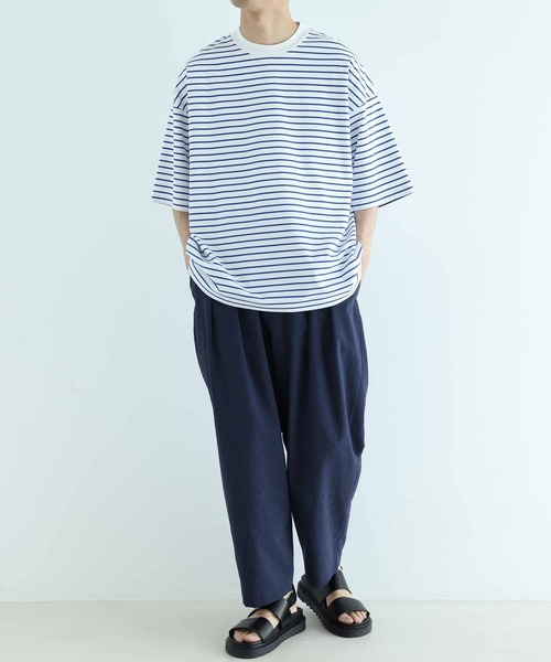 ADAM ET ROPE'（アダムエロペ）の「スーピマコットン 32Gポンチ ロイヤルクール オーバーサイズ ボーダーTシャツ（Tシャツ/カットソー・メンズ・ネイビー/ブルー系その他4・M/L）」の17枚目の写真