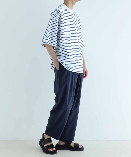 ADAM ET ROPE'（アダムエロペ）の「スーピマコットン 32Gポンチ ロイヤルクール オーバーサイズ ボーダーTシャツ（Tシャツ/カットソー・メンズ・ネイビー/ブルー系その他4・M/L）」の18枚目の写真