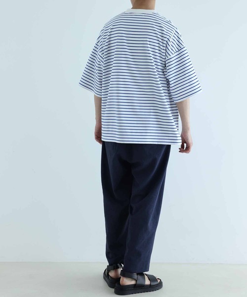 ADAM ET ROPE'（アダムエロペ）の「スーピマコットン 32Gポンチ ロイヤルクール オーバーサイズ ボーダーTシャツ（Tシャツ/カットソー・メンズ・ネイビー/ブルー系その他4・M/L）」の19枚目の写真