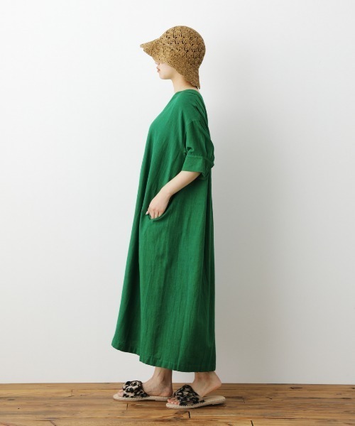 RODEO CROWNS WIDE BOWL（ロデオクラウンズワイドボウル）の「スキッパーリラックスワンピース（ワンピース・レディース・ピンク/グリーン/ライトベージュ・FREE）」の4枚目の写真