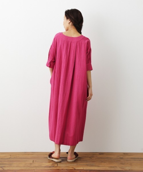 RODEO CROWNS WIDE BOWL（ロデオクラウンズワイドボウル）の「スキッパーリラックスワンピース（ワンピース・レディース・ピンク/グリーン/ライトベージュ・FREE）」の7枚目の写真