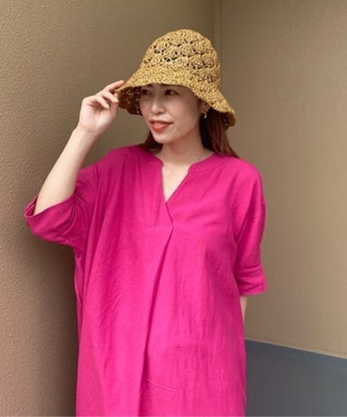 RODEO CROWNS WIDE BOWL（ロデオクラウンズワイドボウル）の「スキッパーリラックスワンピース（ワンピース・レディース・ピンク/グリーン/ライトベージュ・FREE）」の18枚目の写真