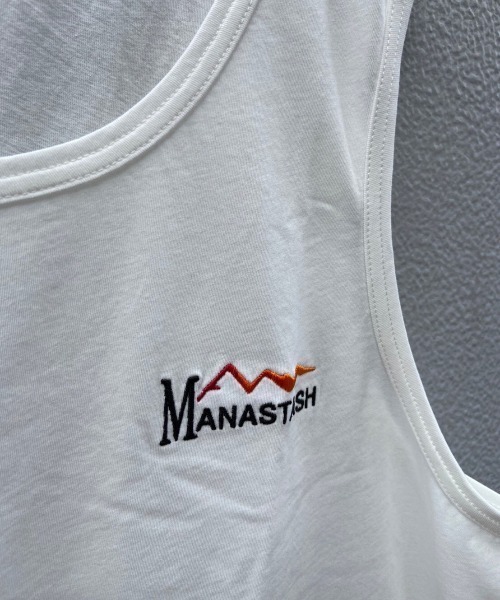 MANASTASH（マナスタッシュ）の「MANASTASH/マナスタッシュ　MS Circle logo tanktop　MSサークルロゴタンクトップ（タンクトップ・レディース・ホワイト/ブラック・MEDIUM/LARGE）」の9枚目の写真