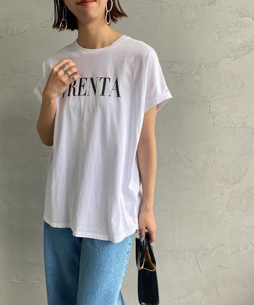 MICA&DEAL（マイカ＆ディール）の「[MICA&DEAL/マイカアンドディール] 別注 TRENTA ワイドシルエットロゴプリントTシャツ（Tシャツ/カットソー・レディース・ホワイト/ブラック/ブラウン・F）」の11枚目の写真