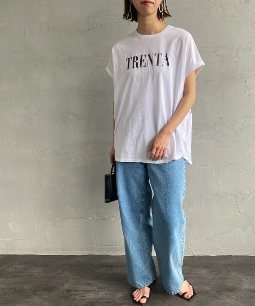 MICA&DEAL（マイカ＆ディール）の「[MICA&DEAL/マイカアンドディール] 別注 TRENTA ワイドシルエットロゴプリントTシャツ（Tシャツ/カットソー・レディース・ホワイト/ブラック/ブラウン・F）」の14枚目の写真