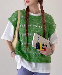 etade | 【etade】openwork knitting vest etdwd22s003(ベスト)