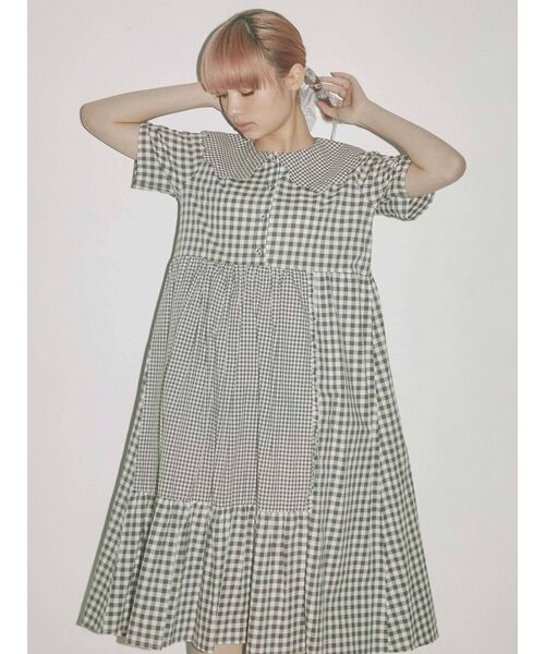 merry jenny（メリージェニー）の「ギンガムスカラップカラーワンピース（ワンピース・レディース・ベージュ/ラベンダー/ブラック・FREE）」の20枚目の写真