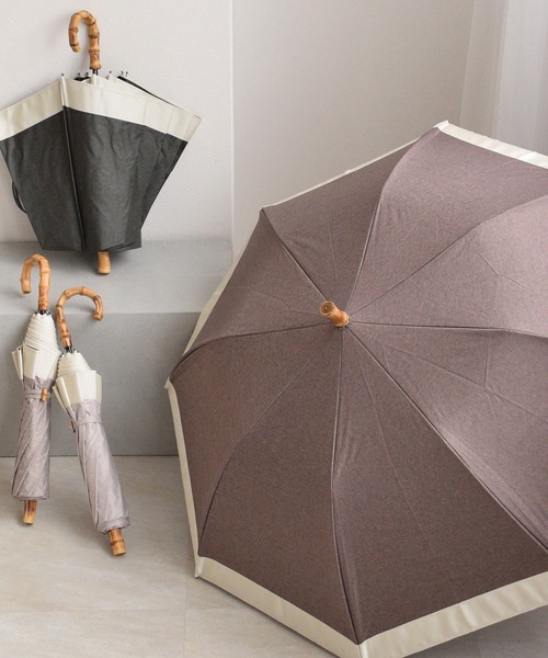 utatane(ウタタネ)の「折りたたみ日傘 完全遮光100% 2段折り55cm シャンブレー×グログラン バンブー(折りたたみ傘・レディース・スモークピンク/モカ/ベージュ/ブルー/アッシュブラウン/スミクロ・FREE)」の13枚目の写真