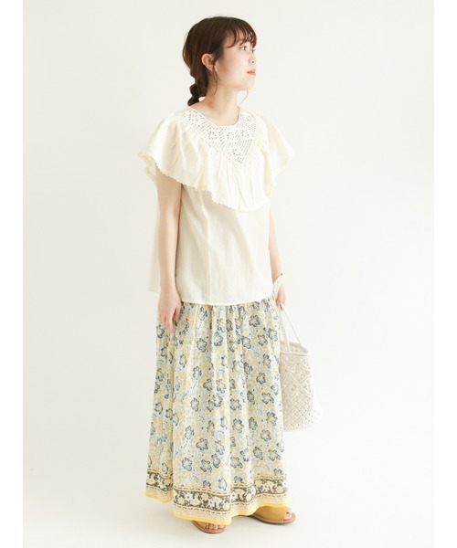 Samansa Mos2（サマンサ モスモス）の「【FROM INDIA】花柄スカート（スカート・レディース・ベージュ/ネイビー/サックスブルー・ﾌﾘ-）」の11枚目の写真