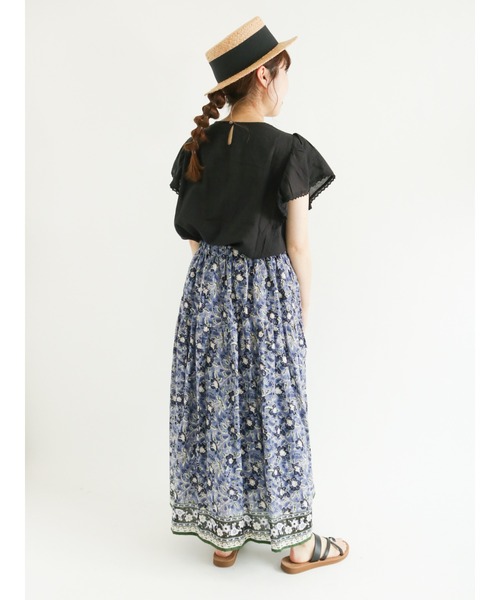 Samansa Mos2（サマンサ モスモス）の「【FROM INDIA】花柄スカート（スカート・レディース・ベージュ/ネイビー/サックスブルー・ﾌﾘ-）」の8枚目の写真