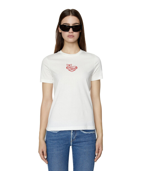 DIESEL（ディーゼル）の「レディース 半袖 Tシャツ ロゴ（Tシャツ/カットソー・レディース・ホワイト/ブラック/イエロー・X-LARGE/MEDIUM/LARGE/SMALL）」の2枚目の写真