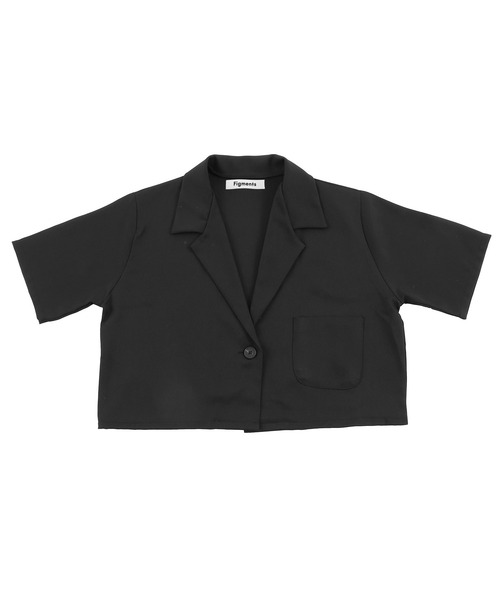 Figments（フィグメンツ）の「半袖クロップドジャケット（テーラードジャケット・レディース・ブラック・FREE）」の7枚目の写真