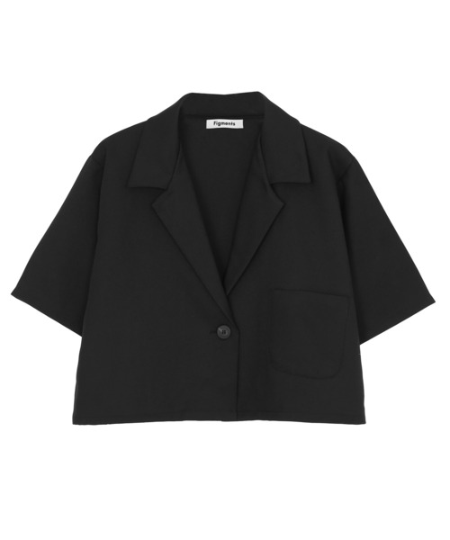 Figments（フィグメンツ）の「半袖クロップドジャケット（テーラードジャケット・レディース・ブラック・FREE）」の5枚目の写真