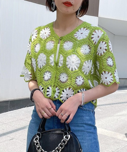 PAGEBOY（ページボーイ）の「クロシェライクショートカーディガン（カーディガン/ボレロ・レディース・ブラック/ライム/ブルー・FREE）」の22枚目の写真