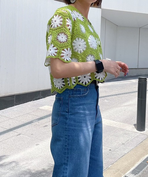 PAGEBOY（ページボーイ）の「クロシェライクショートカーディガン（カーディガン/ボレロ・レディース・ブラック/ライム/ブルー・FREE）」の19枚目の写真