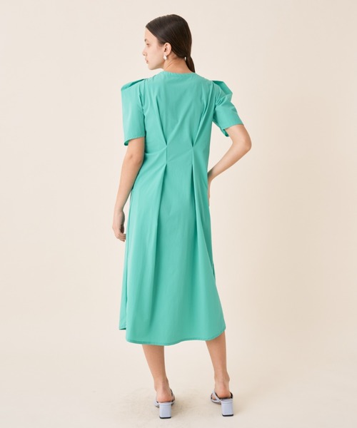 Solace（ソレイス）の「ハイパワショルウエストタックロングワンピース / 前後2way / オケージョン対応（ワンピース・レディース・ブラック/グリーン・M/L）」の4枚目の写真