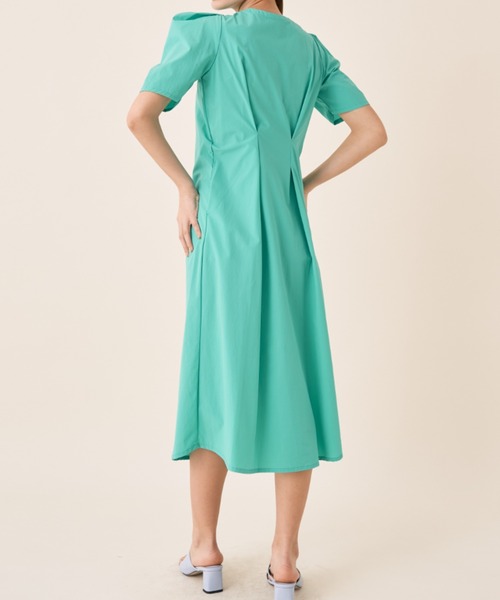 Solace（ソレイス）の「ハイパワショルウエストタックロングワンピース / 前後2way / オケージョン対応（ワンピース・レディース・ブラック/グリーン・M/L）」の3枚目の写真