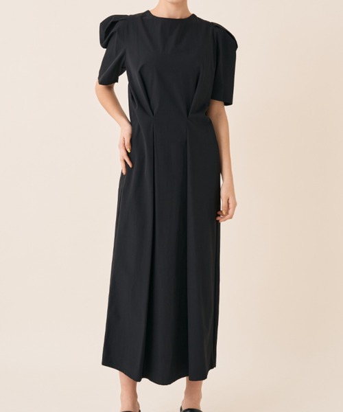 Solace（ソレイス）の「ハイパワショルウエストタックロングワンピース / 前後2way / オケージョン対応（ワンピース・レディース・ブラック/グリーン・M/L）」の15枚目の写真