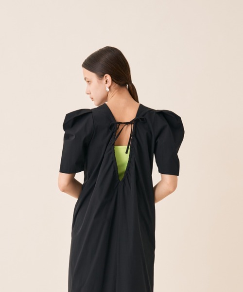 Solace（ソレイス）の「ハイパワショルウエストタックロングワンピース / 前後2way / オケージョン対応（ワンピース・レディース・ブラック/グリーン・M/L）」の14枚目の写真