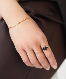 Lilas リラ スライスオニキスダイヤリング K10 11号 Lilas（リラ）の「スライスオニキスダイヤリングK10（リング