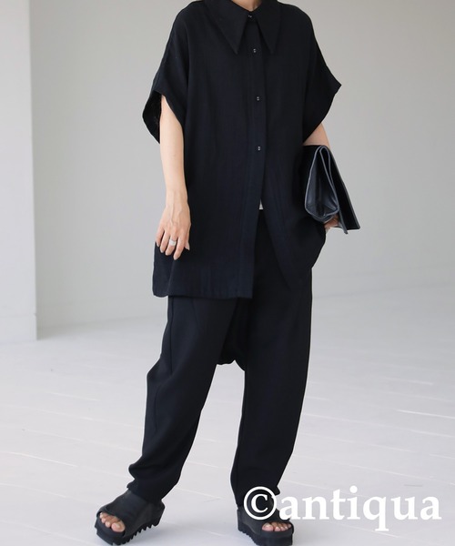 antiqua(アンティカ)の「コットンデザインカラーシャツ(シャツ/ブラウス・レディース・ブラック・FREE)」の13枚目の写真