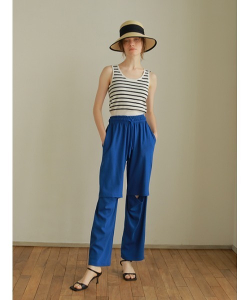 AMAIL(アマイル)の「Knee cut loose pants(スウェットパンツ・レディース・グレー/ブルー・FREE)」の7枚目の写真