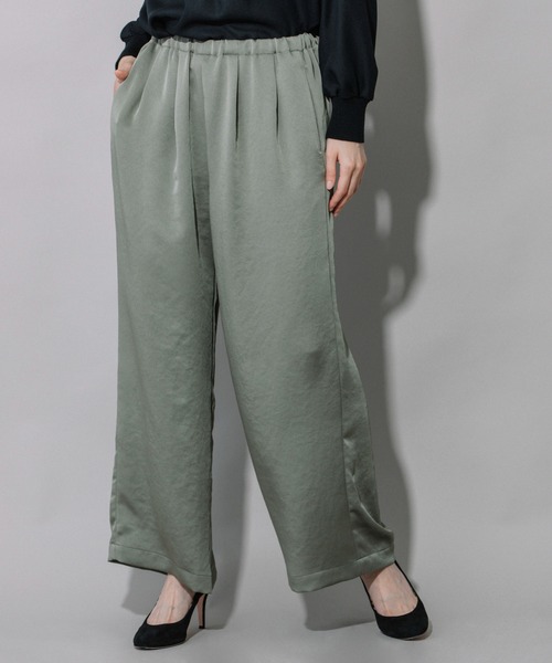 Munich(ミューニック)の「ヴィンテージヘビーサテンギャザーワイドパンツ(その他パンツ・レディース・ベージュ/カーキ/ターコイズブルー/マスタード・S/M/XS)」の3枚目の写真