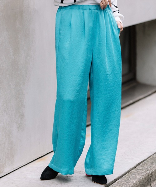 Munich(ミューニック)の「ヴィンテージヘビーサテンギャザーワイドパンツ(その他パンツ・レディース・ベージュ/カーキ/ターコイズブルー/マスタード・S/M/XS)」の14枚目の写真