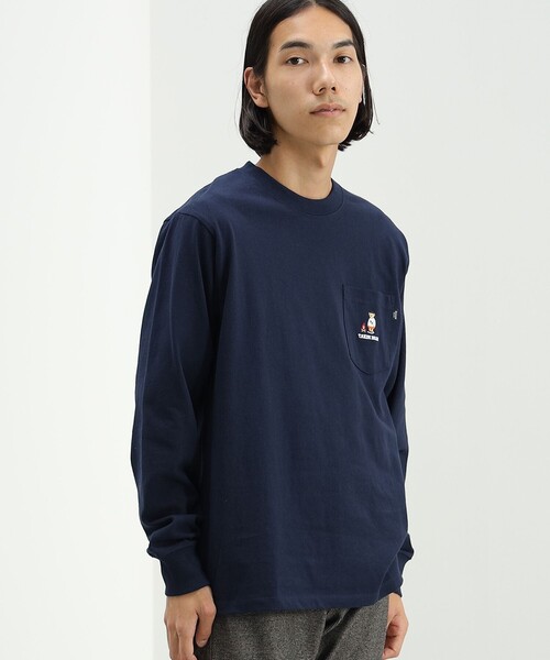 BEAMS HEART（ビームスハート）の「【ユニセックス】タキビ ベアー ロングスリーブ Tシャツ（Tシャツ/カットソー・メンズ・ホワイト/ネイビー/オリーブ・SMALL/MEDIUM/LARGE/X-LARGE）」の17枚目の写真