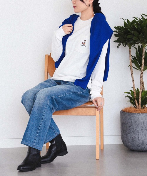 BEAMS HEART（ビームスハート）の「【ユニセックス】タキビ ベアー ロングスリーブ Tシャツ（Tシャツ/カットソー・メンズ・ホワイト/ネイビー/オリーブ・SMALL/MEDIUM/LARGE/X-LARGE）」の14枚目の写真