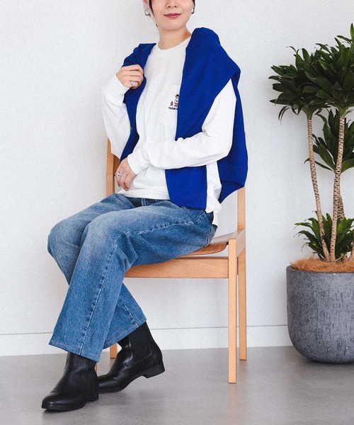 BEAMS HEART（ビームスハート）の「【ユニセックス】タキビ ベアー ロングスリーブ Tシャツ（Tシャツ/カットソー・メンズ・ホワイト/ネイビー/オリーブ・SMALL/MEDIUM/LARGE/X-LARGE）」の13枚目の写真