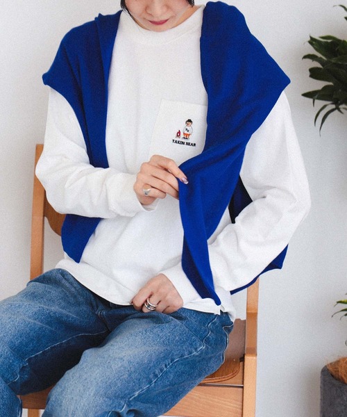 BEAMS HEART（ビームスハート）の「【ユニセックス】タキビ ベアー ロングスリーブ Tシャツ（Tシャツ/カットソー・メンズ・ホワイト/ネイビー/オリーブ・SMALL/MEDIUM/LARGE/X-LARGE）」の11枚目の写真