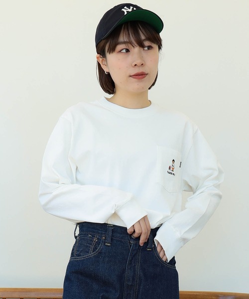 BEAMS HEART（ビームスハート）の「【ユニセックス】タキビ ベアー ロングスリーブ Tシャツ（Tシャツ/カットソー・メンズ・ホワイト/ネイビー/オリーブ・SMALL/MEDIUM/LARGE/X-LARGE）」の21枚目の写真