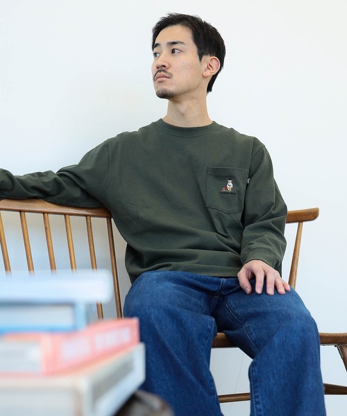 BEAMS HEART（ビームスハート）の「【ユニセックス】タキビ ベアー ロングスリーブ Tシャツ（Tシャツ/カットソー・メンズ・ホワイト/ネイビー/オリーブ・SMALL/MEDIUM/LARGE/X-LARGE）」の16枚目の写真