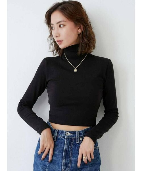 GYDA(ジェイダ)の「ハイネックタイトショートトップス(Tシャツ/カットソー・レディース・オフホワイト/ブラック/ピンク・FREE)」の5枚目の写真